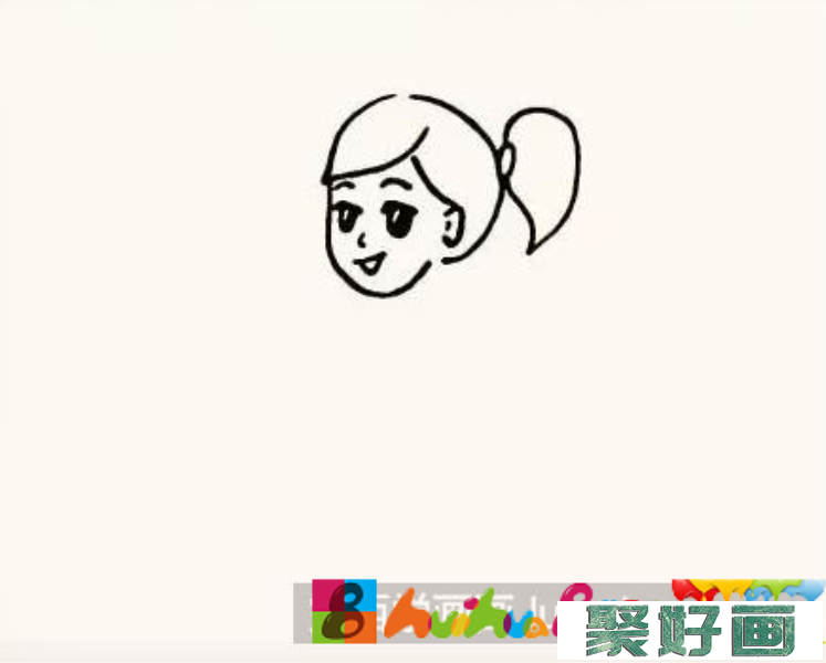 贴福字的小女孩儿童画