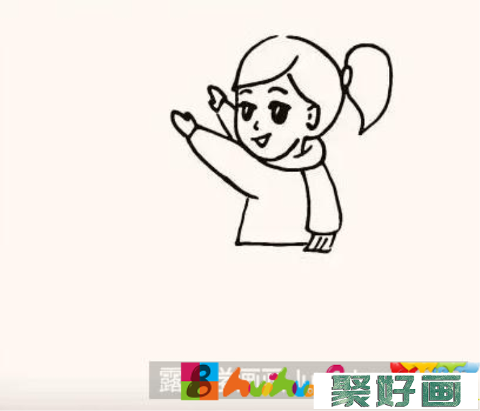 贴福字的小女孩儿童画