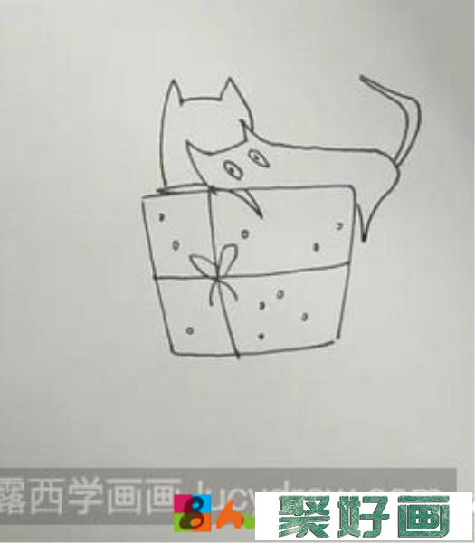 猫和礼盒儿童画