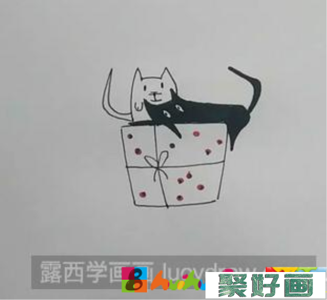 猫和礼盒儿童画