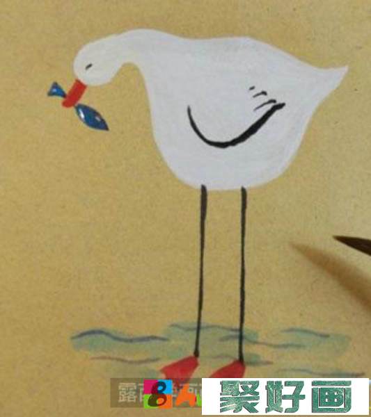 儿童画教程：教你画一只捕鱼的鸟