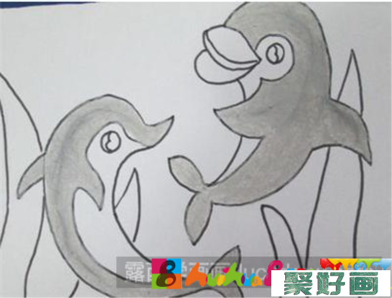 儿童画教程：海豚戏水