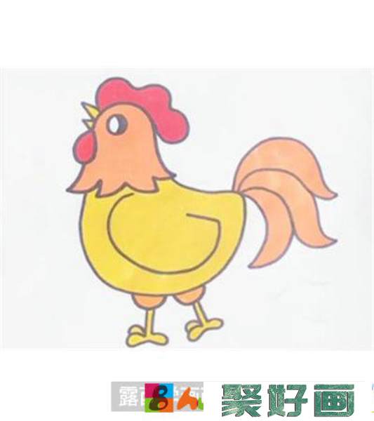 儿童画大公鸡怎么画