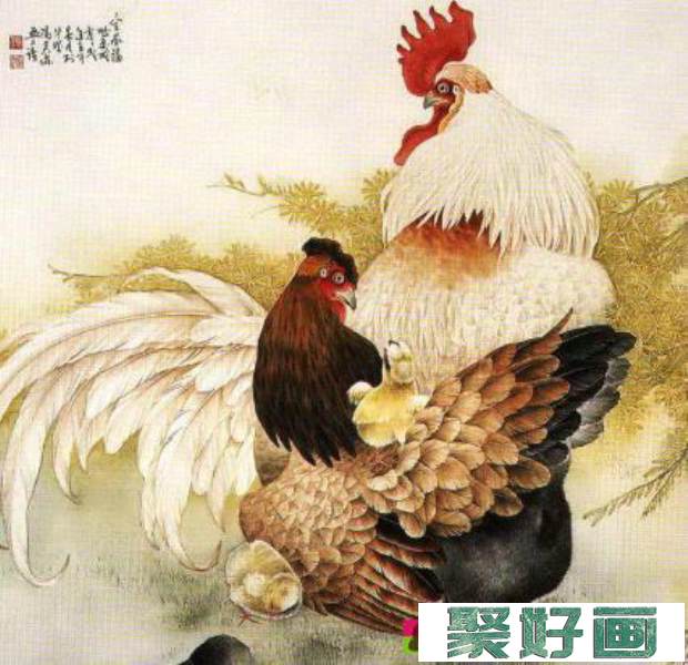 鸡的中国画作品