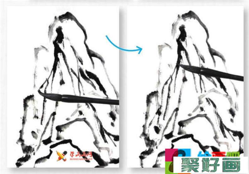 山水画基础技法：山石的画法及皴法详解(25)