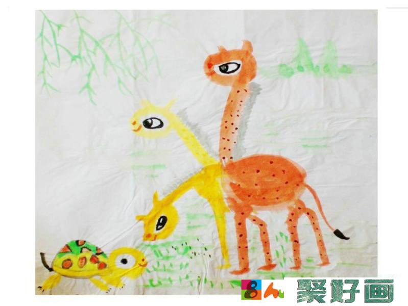 儿童水墨兴趣画优秀奖作品：奇妙的相遇，参赛年龄9岁