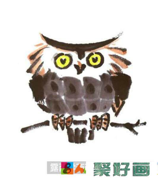 国画教程-怎么绘制水墨画猫头鹰