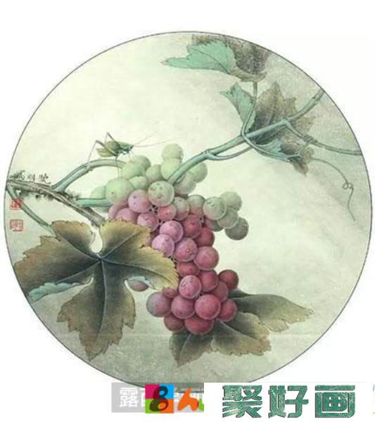 国画教程-怎么绘制葡萄水珠