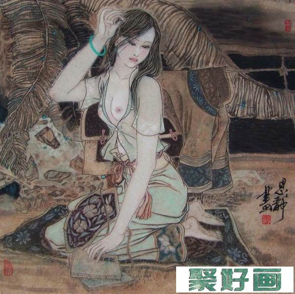 张思俭清末仕女画作品