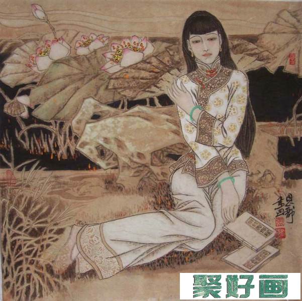 张思俭清末仕女画作品