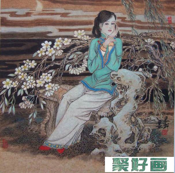 张思俭清末仕女画作品