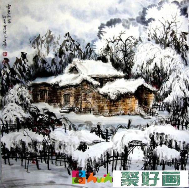 邹湘溪冰雪山水画欣赏