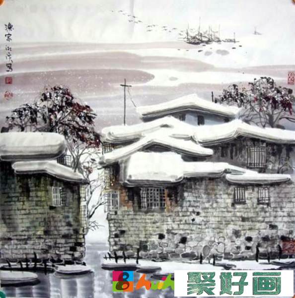 邹湘溪冰雪山水画欣赏