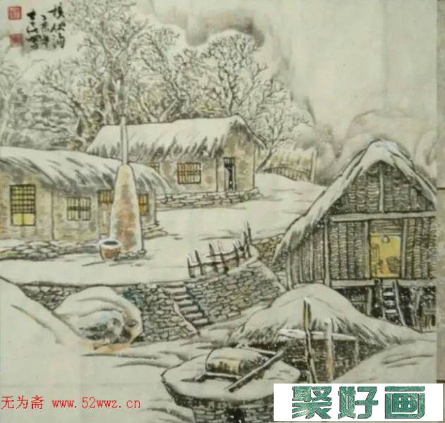 于士民冰雪山水画作品欣赏