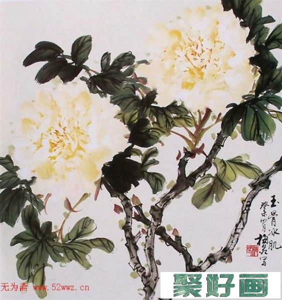 梅若中国画牡丹写意画作品欣赏