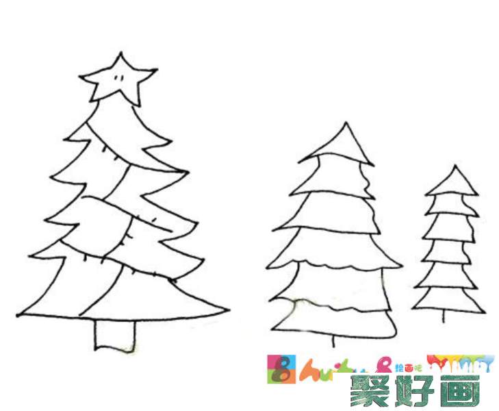 一组简单的松树简笔画图片