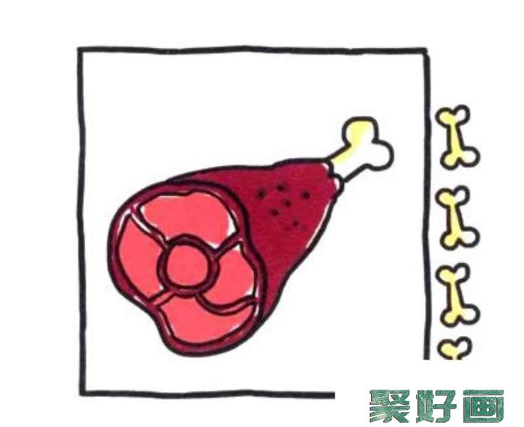 四步画出鸡腿简笔画图片