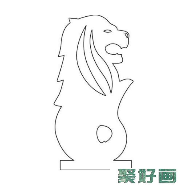 新加坡鱼尾狮简笔画
