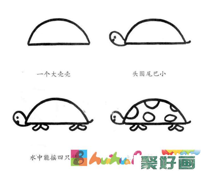 乌龟简笔画的画法步骤图解教程