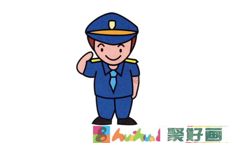 敬礼的警察简笔画步骤图片