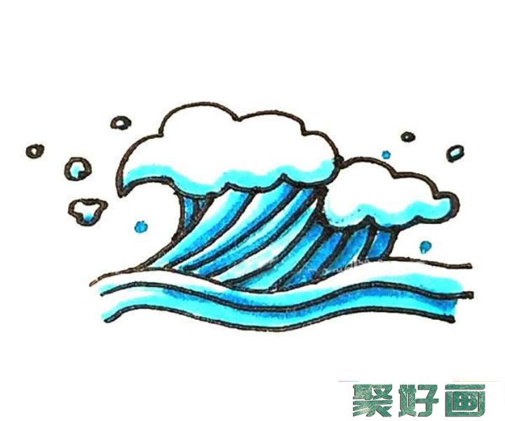 海浪简笔画步骤教程