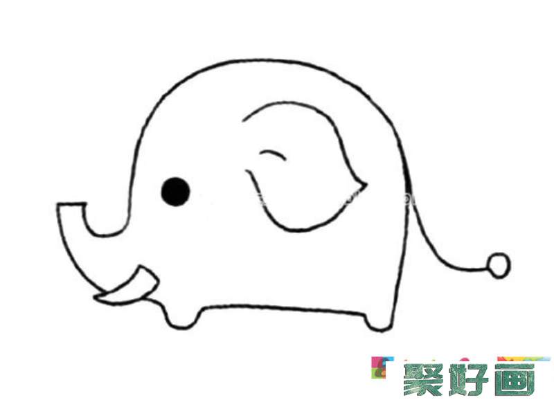 可爱的大象简笔画画法步骤图片