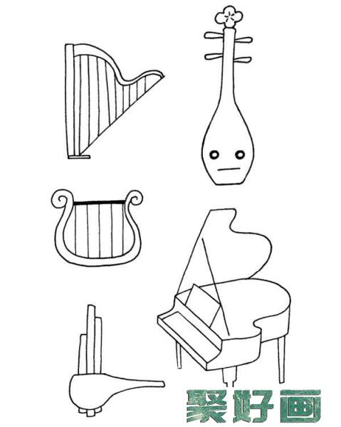 乐器简笔画图片大全