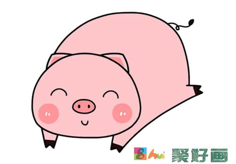 卡通小猪简笔画_开心的小猪简笔画步骤画法