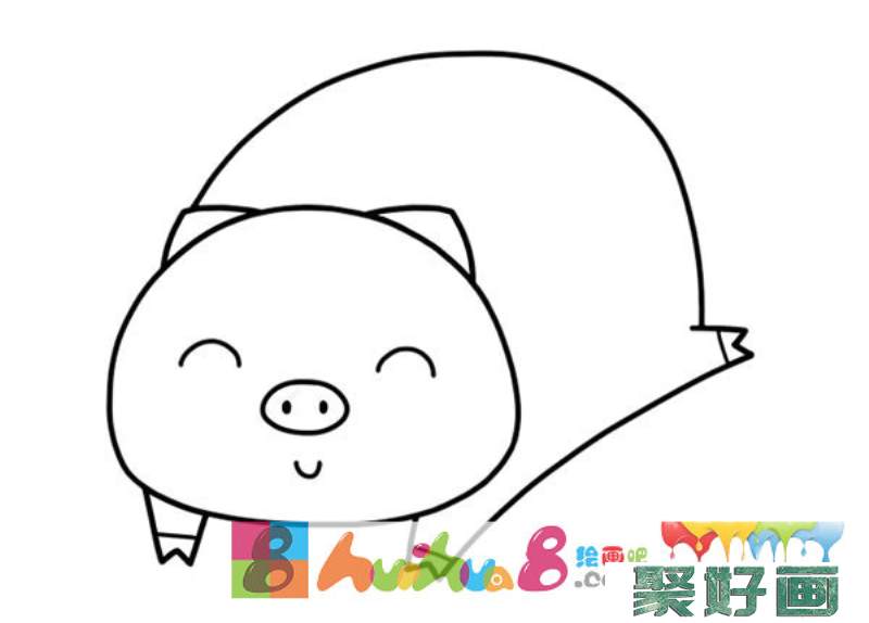 卡通小猪简笔画_开心的小猪简笔画步骤画法