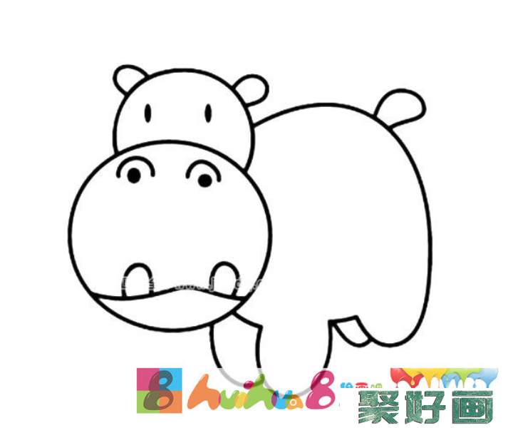 可爱的卡通河马简笔画图片