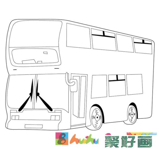 旅游大巴简笔画图片，公共汽车怎么画简笔画
