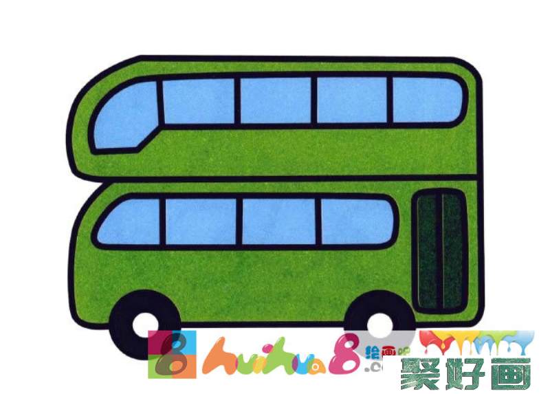 英国双层巴士简笔画彩色图片