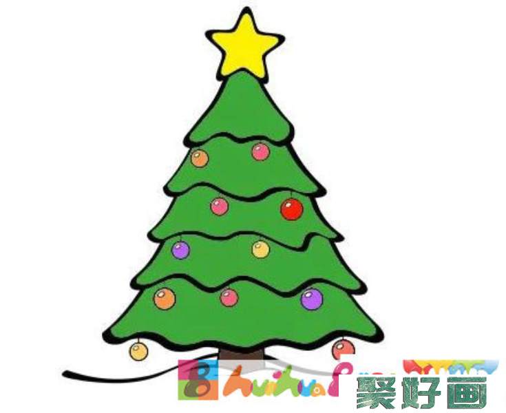 圣诞树简笔画彩色图片