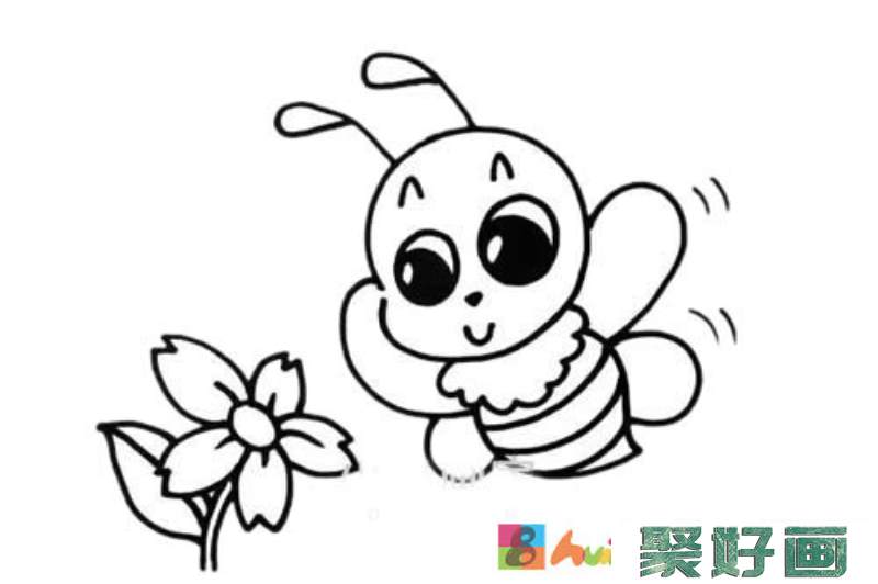 采花蜜的蜜蜂简笔画图片