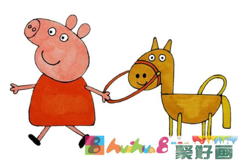 小猪佩奇和她的好朋友们简笔画彩色图片