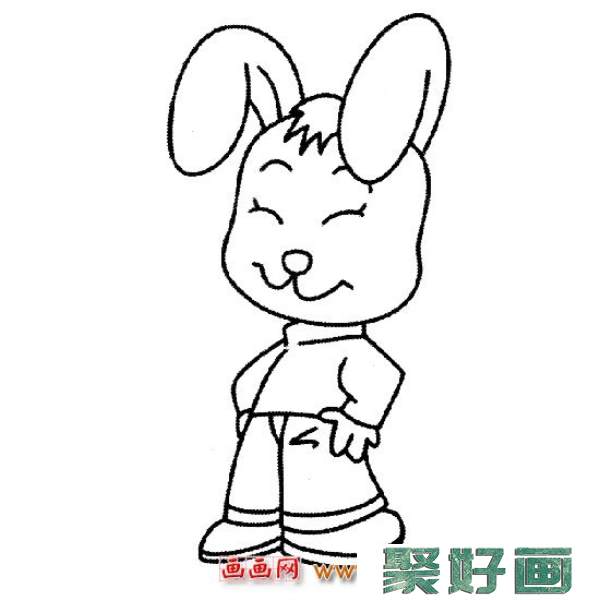 简笔画：开心的小白兔4
