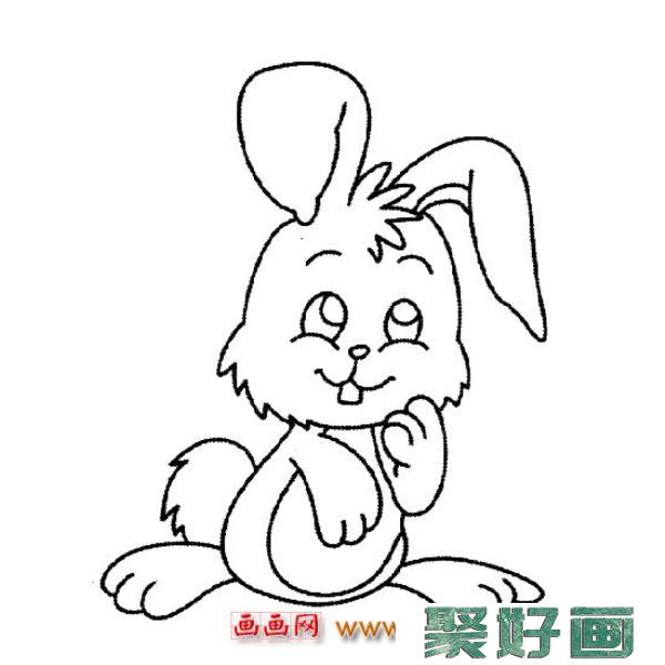 简笔画：偷笑的小兔子2