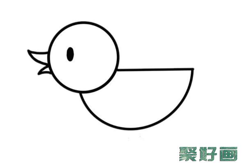 水中的小黄鸭简笔画画法步骤图片