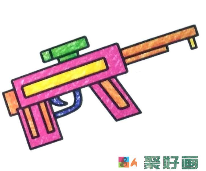 玩具冲锋枪简笔画彩色图片