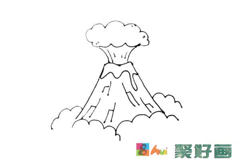 火山爆发简笔画