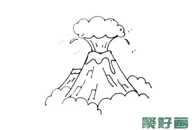 火山爆发简笔画