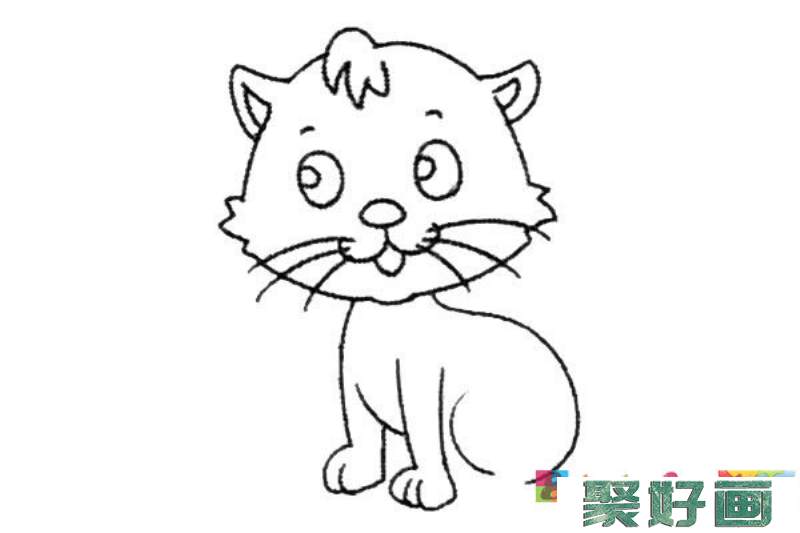 开心的小猫咪简笔画