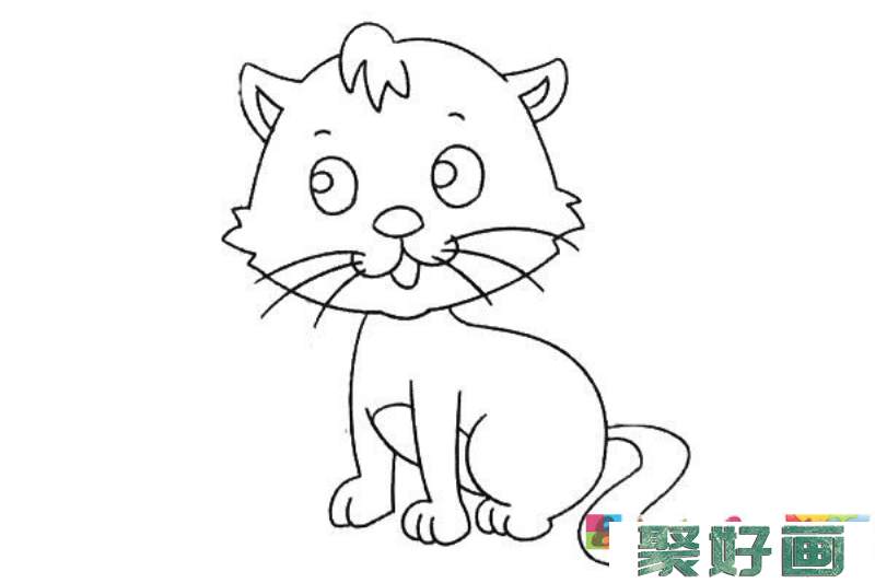 开心的小猫咪简笔画