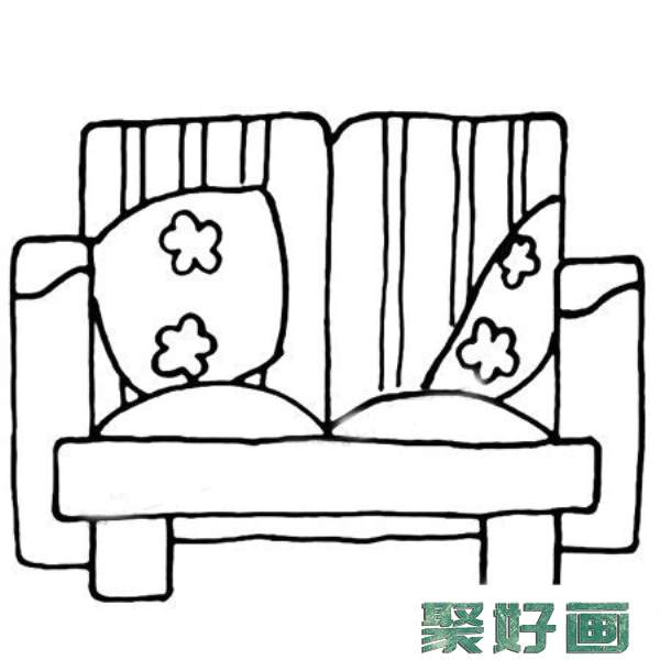 6.给沙发画些花纹。