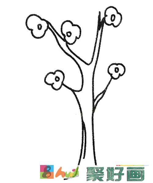 儿童简笔画大全 不同的桃树简笔画画法