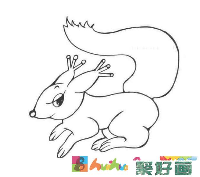 幼儿简笔画：一只跑步的小松鼠简笔画