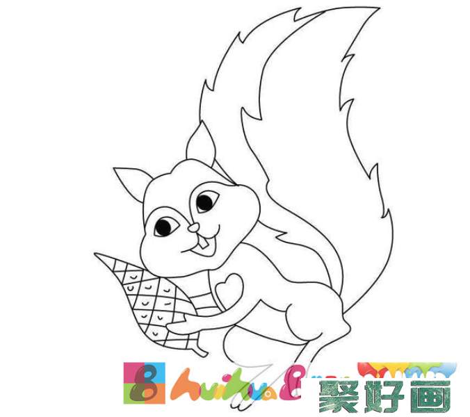 幼儿简笔画：吃松果的小松鼠2
