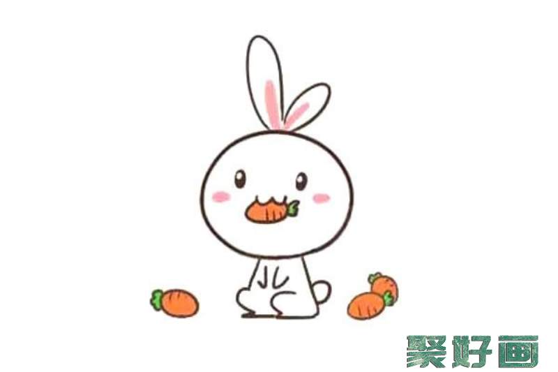 吃胡萝卜的兔子简笔画