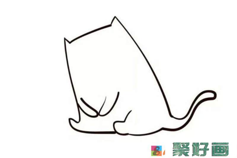 小猫钓鱼简笔画