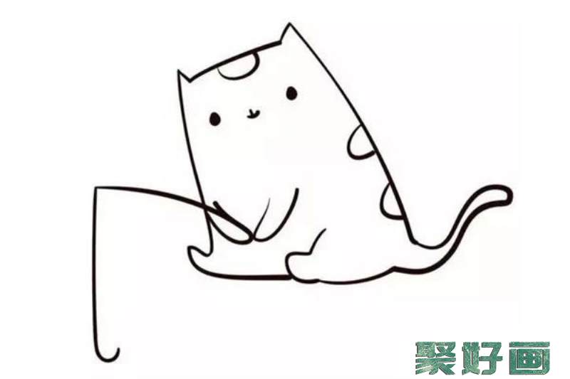 小猫钓鱼简笔画